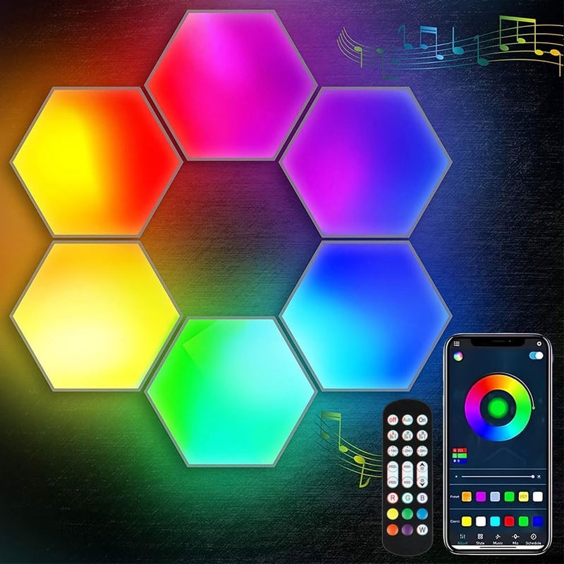 IFTHFOUR Hexagon LED Wall Light Panels: Smart RGB Color-Changing Hexagon Lights with App & Remote Control, Music Sync Mode,DIY Wall Decor for Bedroom, Gaming Room, Home Theater (8) - Image 5